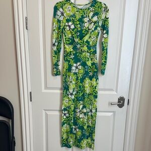 Lilly Pulitzer Green & Lime Floral Long-Sleeve Maxi Dress